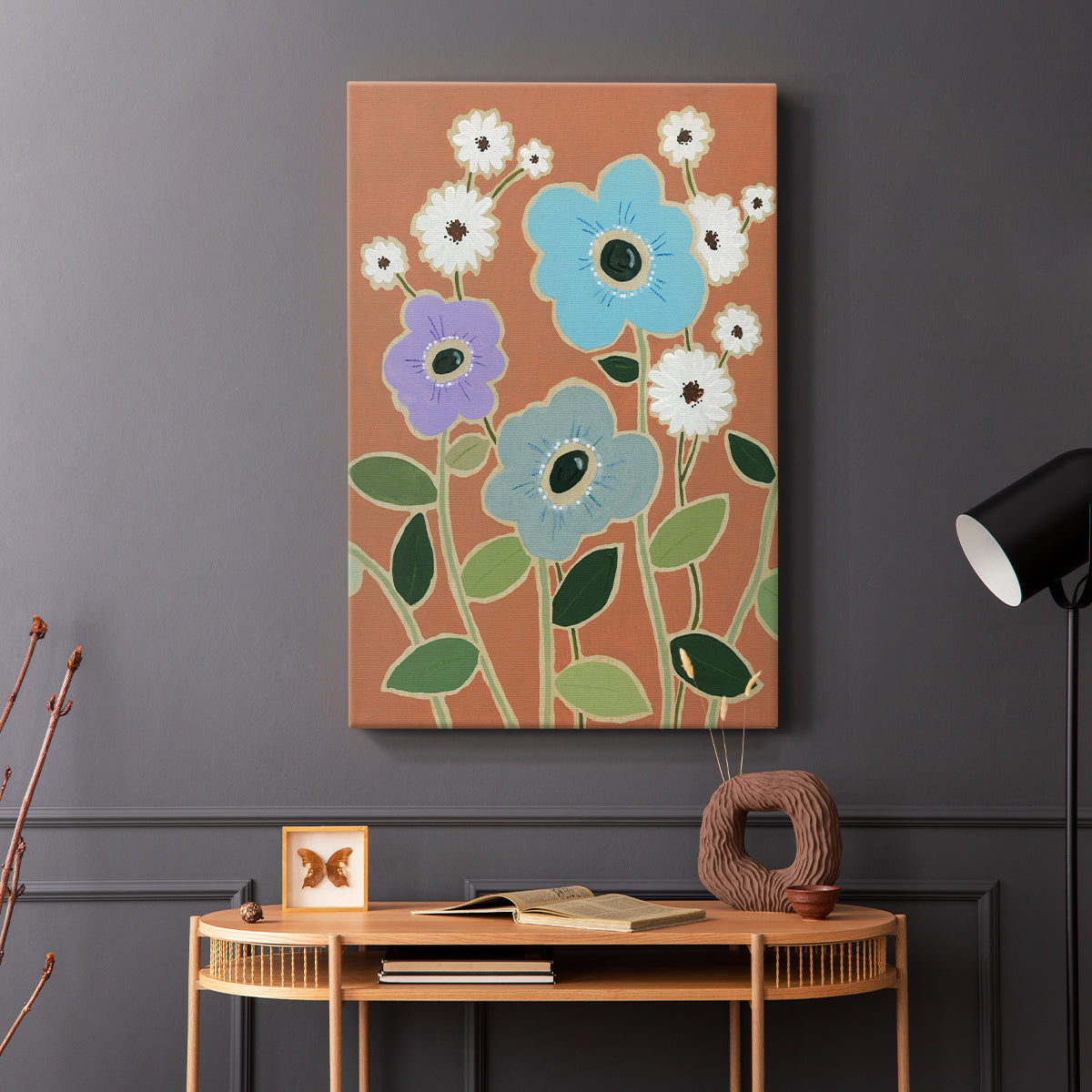Woodblock Floral IV - Canvas Art Print
