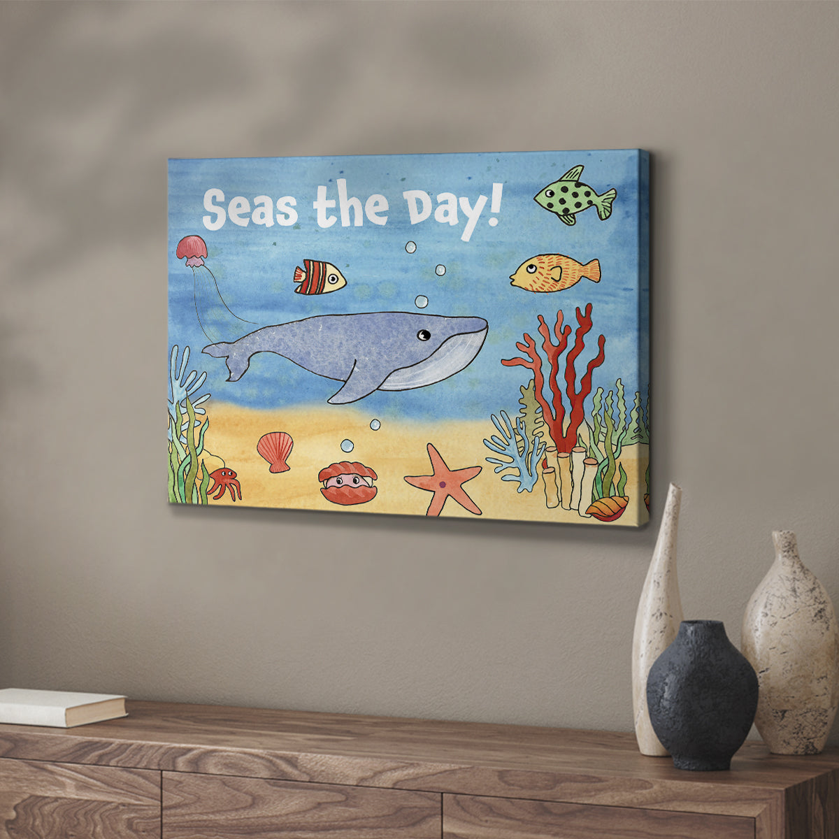 Cute Sea Creatures II - Canvas Art Print