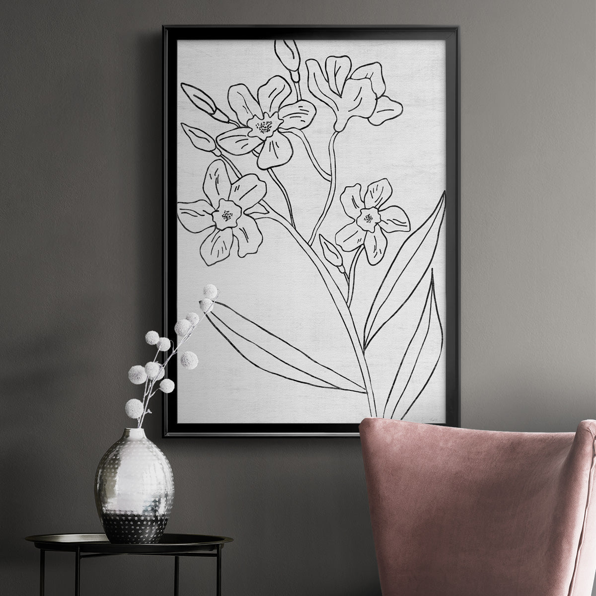 Botanical Sketch II - Modern Framed Canvas Print