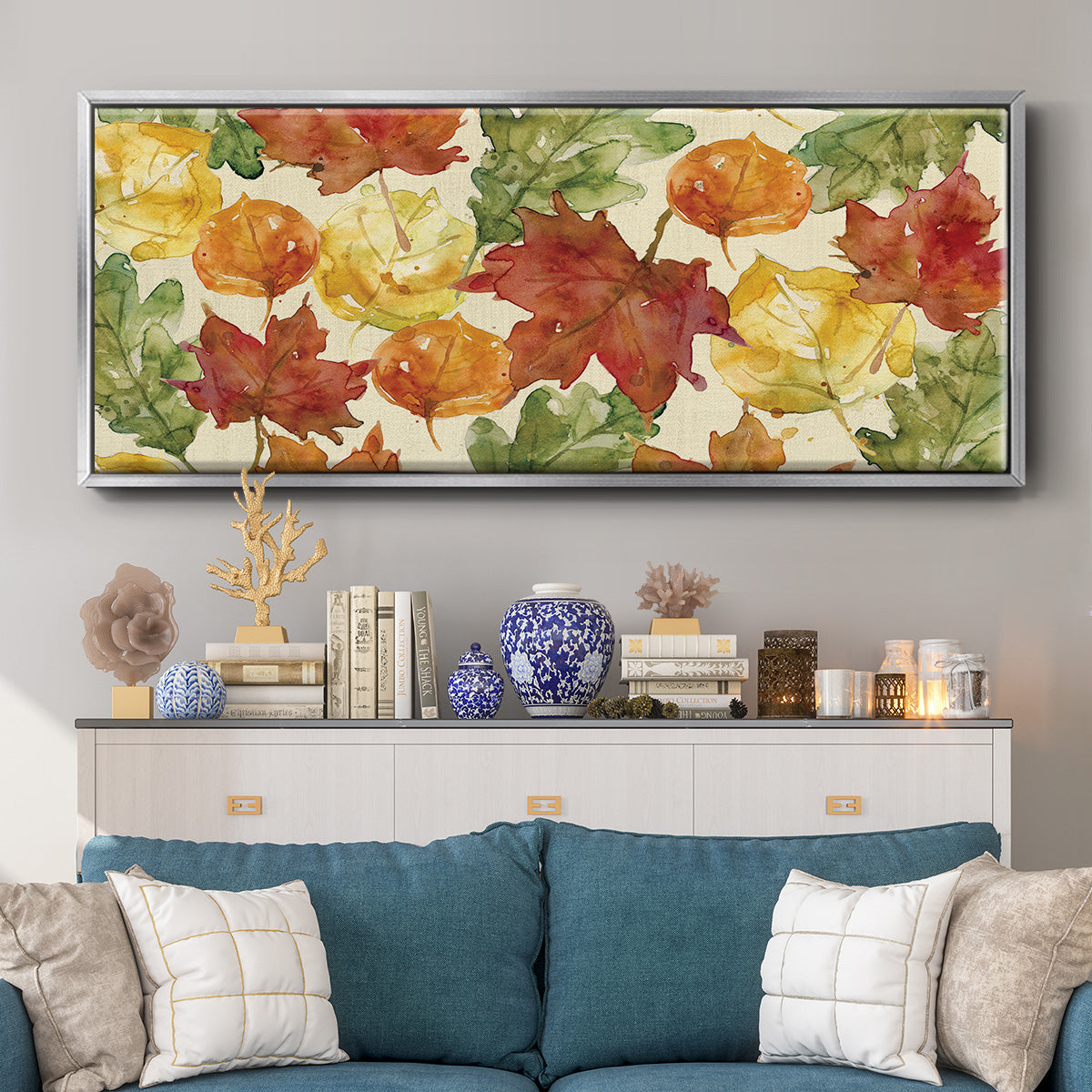 Autumn Leaves - Floater Framed Canvas Print