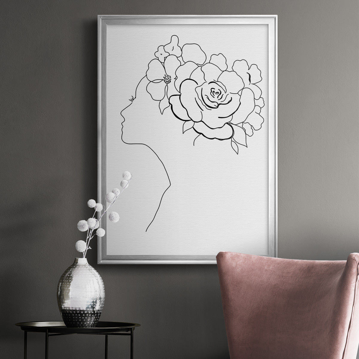 Fashion Floral Sketch II - Modern Framed Canvas Print