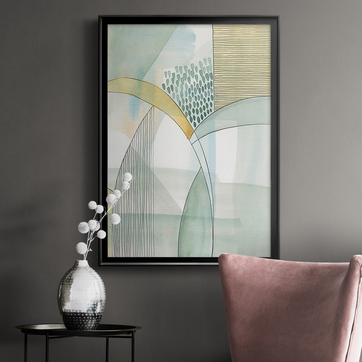 Mint Reflection I - Modern Framed Canvas Print