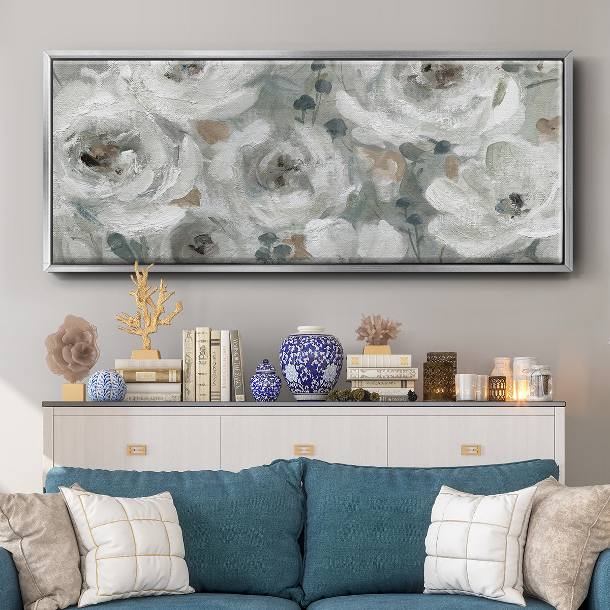 Neutral Symphony - Floater Framed Canvas Print