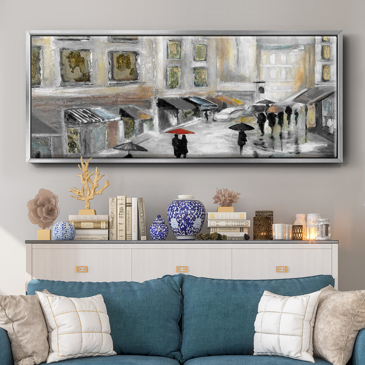 Sunday Market - Floater Framed Canvas Print