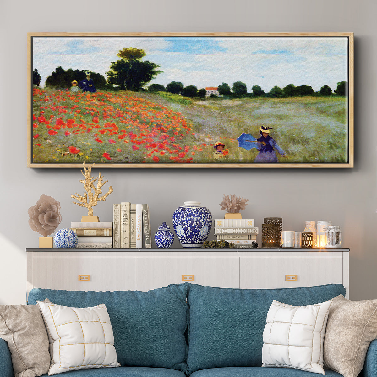Wild Poppies Near Argenteuil, 1873 - Floater Framed Canvas Print