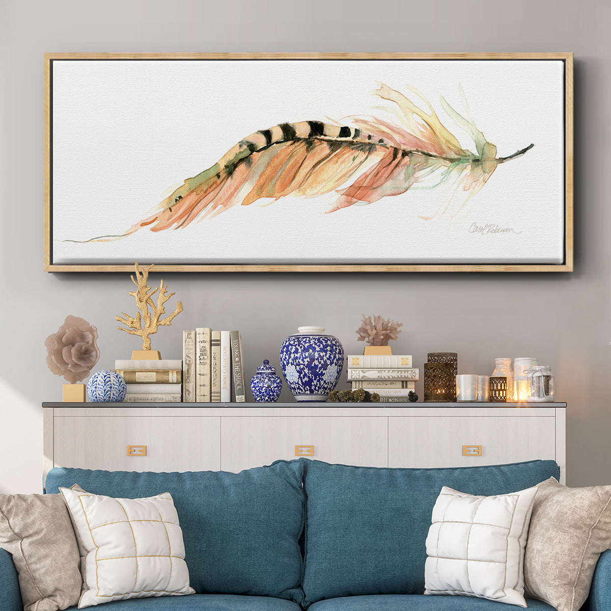Tail Feather IV - Floater Framed Canvas Print