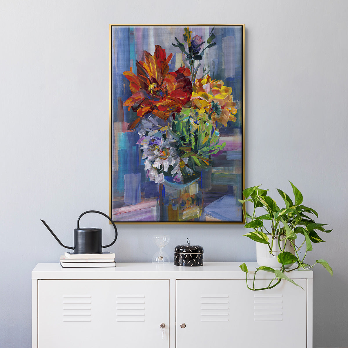 Modern Bouquet - Floater Framed Canvas Print