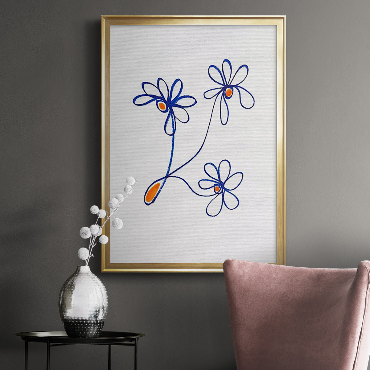 Wobbly Blooms III - Modern Framed Canvas Print