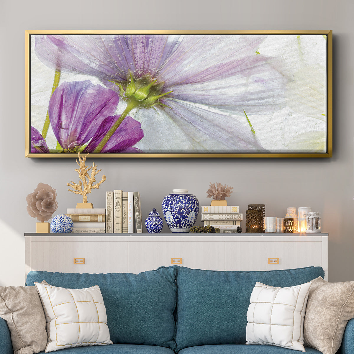 Frozen Floral I - Floater Framed Canvas Print