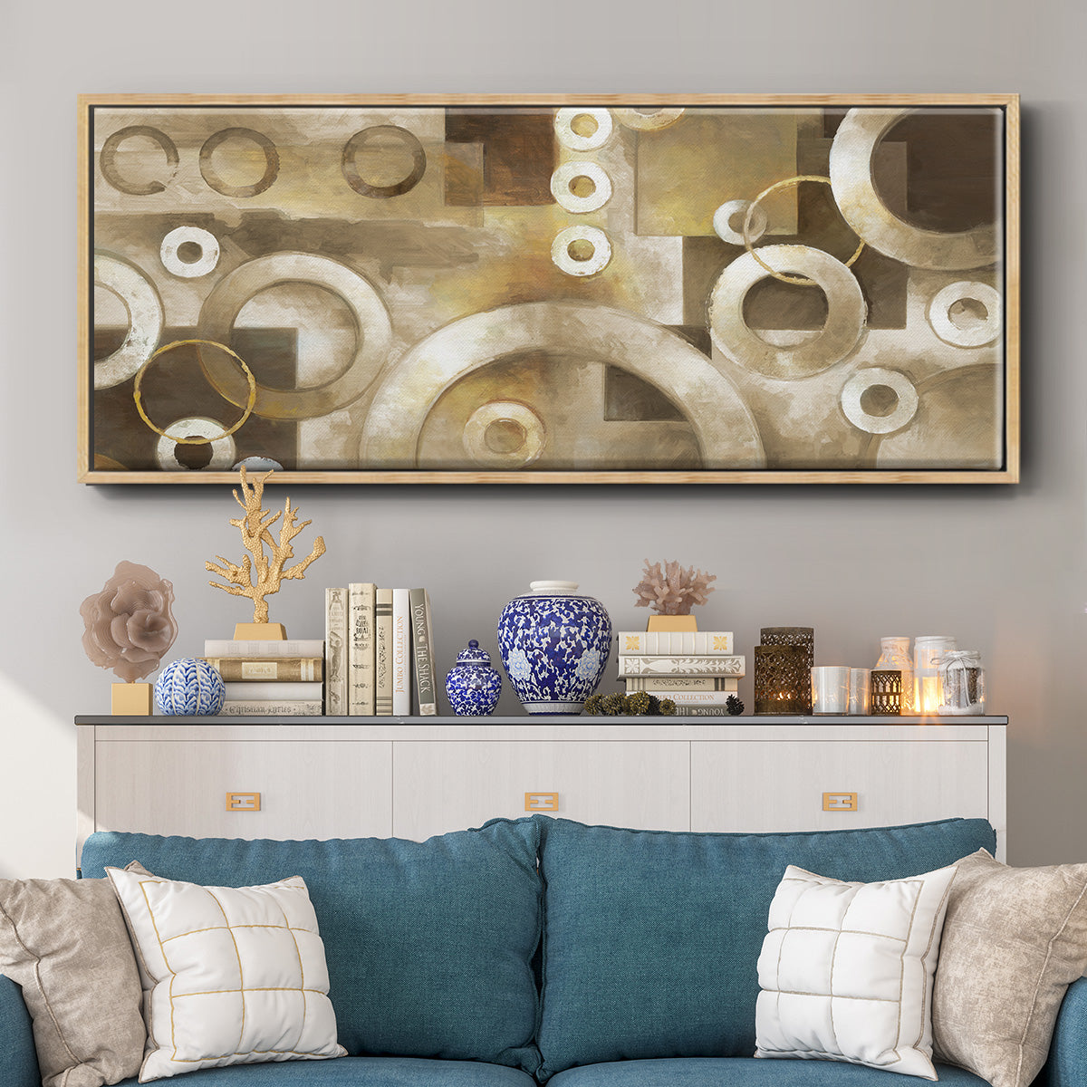 Neutral Motion - Floater Framed Canvas Print