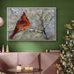 Cardinal in Snow II - Framed Gallery Wrapped Canvas in Floating Frame