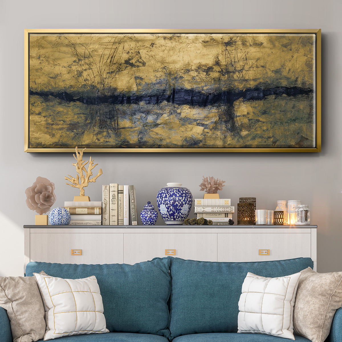 Etched Gold - Floater Framed Canvas Print