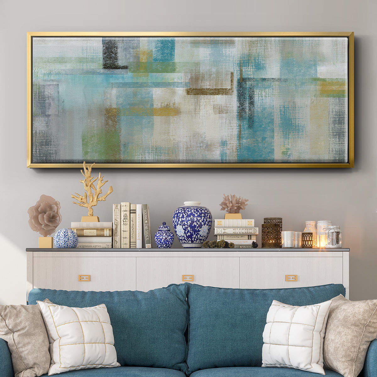 Bits and Pieces - Floater Framed Canvas Print