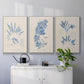 Blue Marine Algae I - Framed Premium Gallery Wrapped Canvas L Frame 3 Piece Set - Ready to Hang