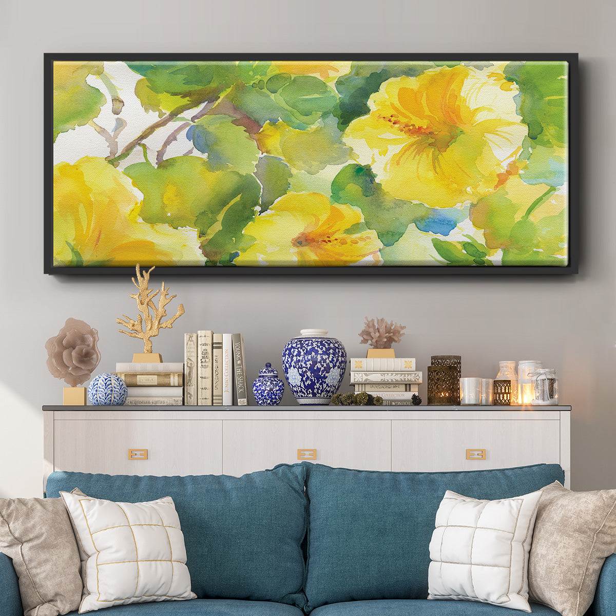 Citrus Hibiscus II - Floater Framed Canvas Print