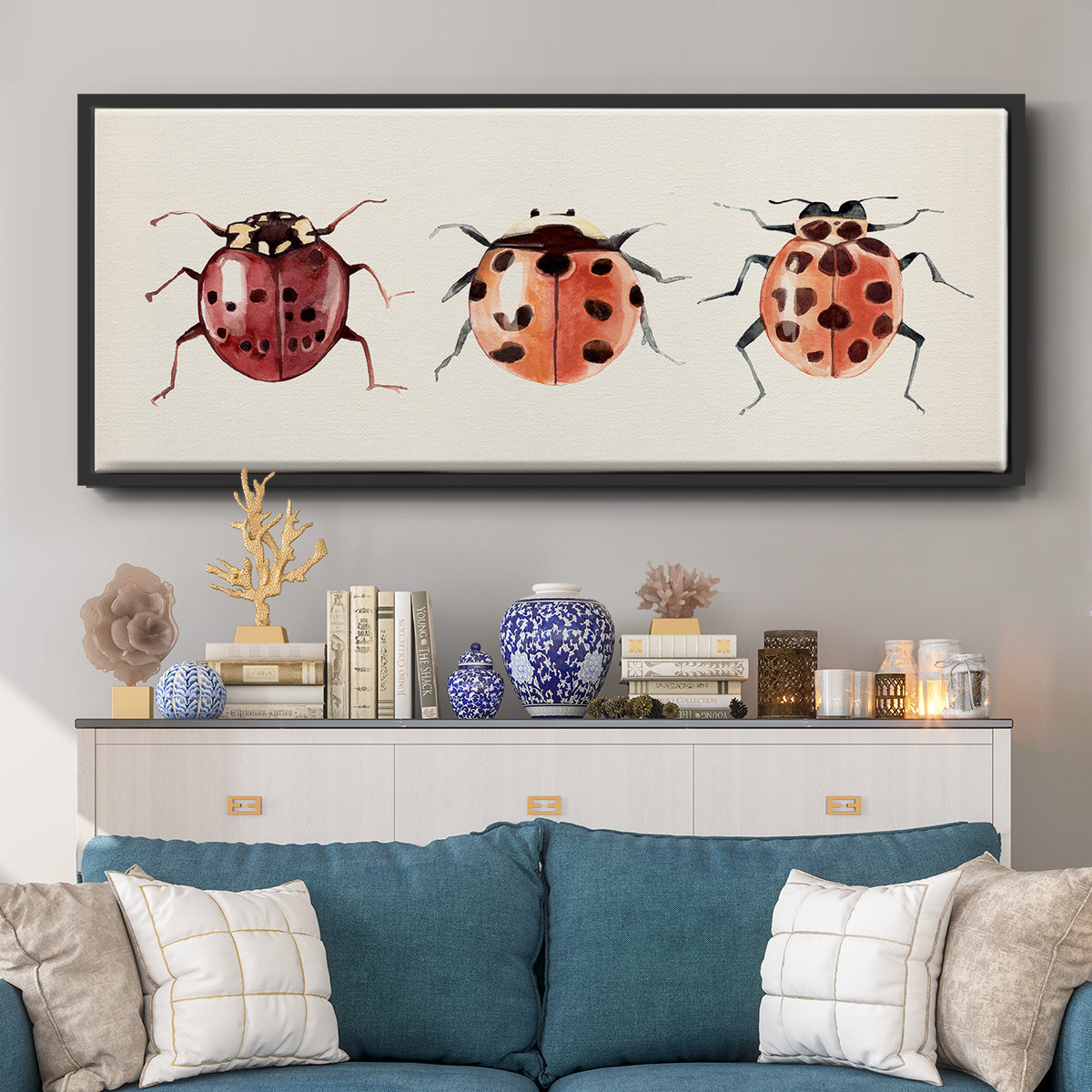 Ladybug Display I - Floater Framed Canvas Print