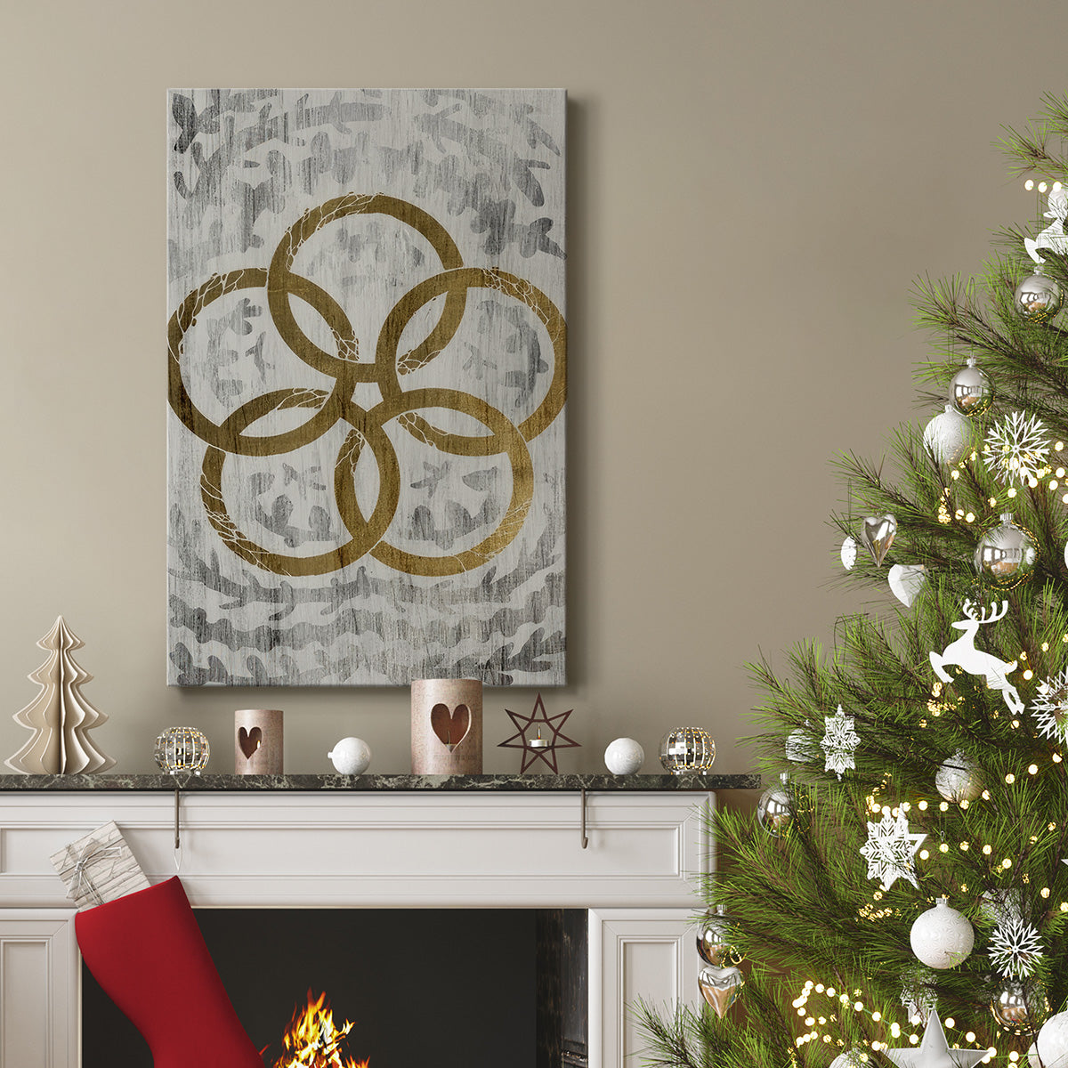 Five Golden Rings  - Gold Leaf Holiday - Gallery Wrapped Canvas