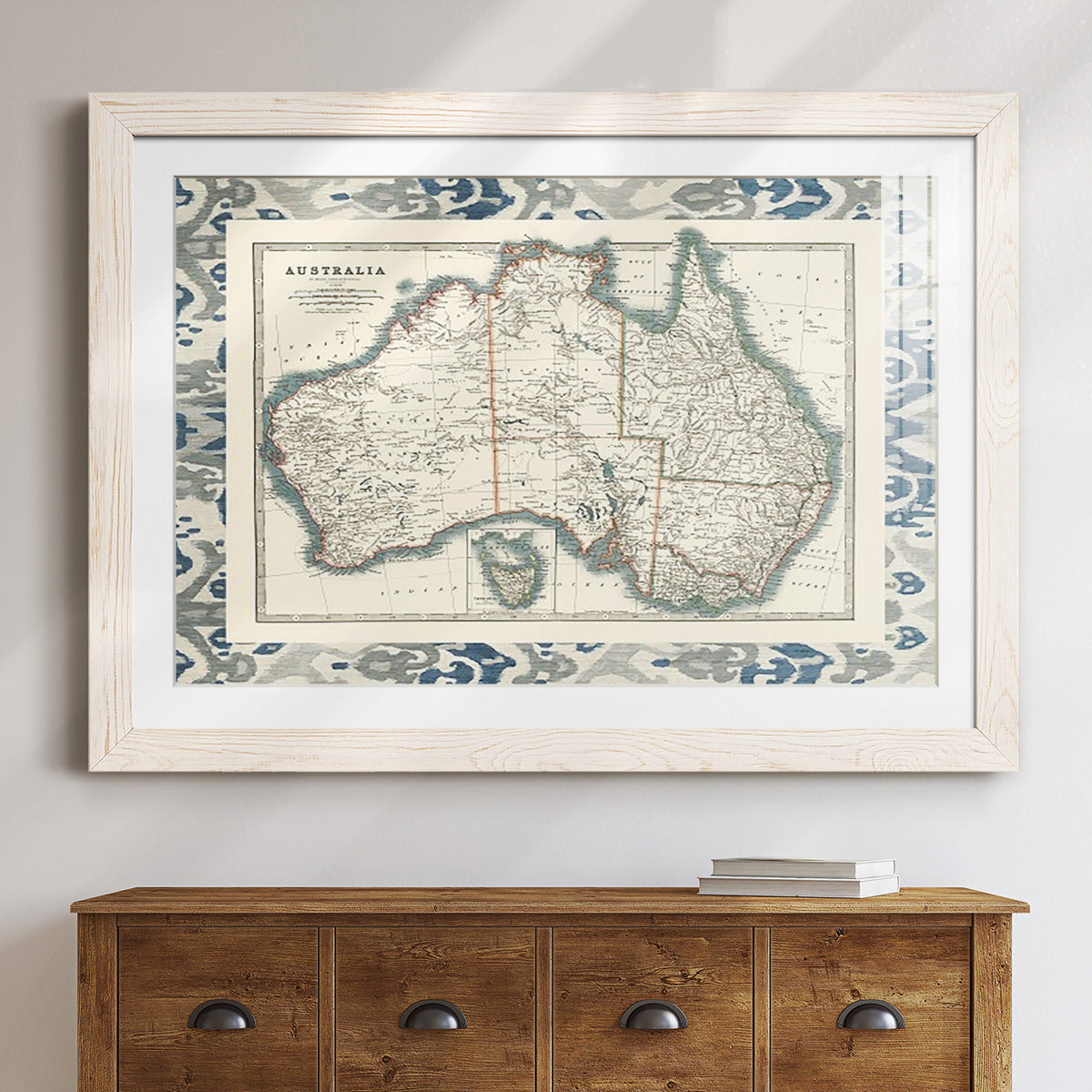 Bordered Map of Australia-Premium Framed Print - Ready to Hang