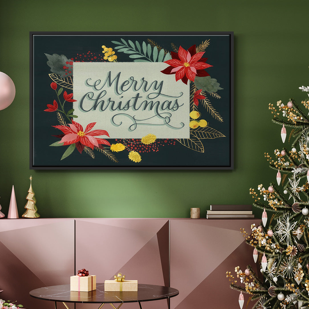 Bright Christmas Night  I - Framed Gallery Wrapped Canvas in Floating Frame