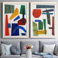 Colorful Shapes I - Premium Framed Canvas 2 Piece Set - Ready to Hang