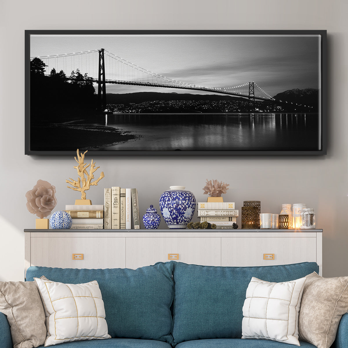 Lions Gate Inlet - Floater Framed Canvas Print