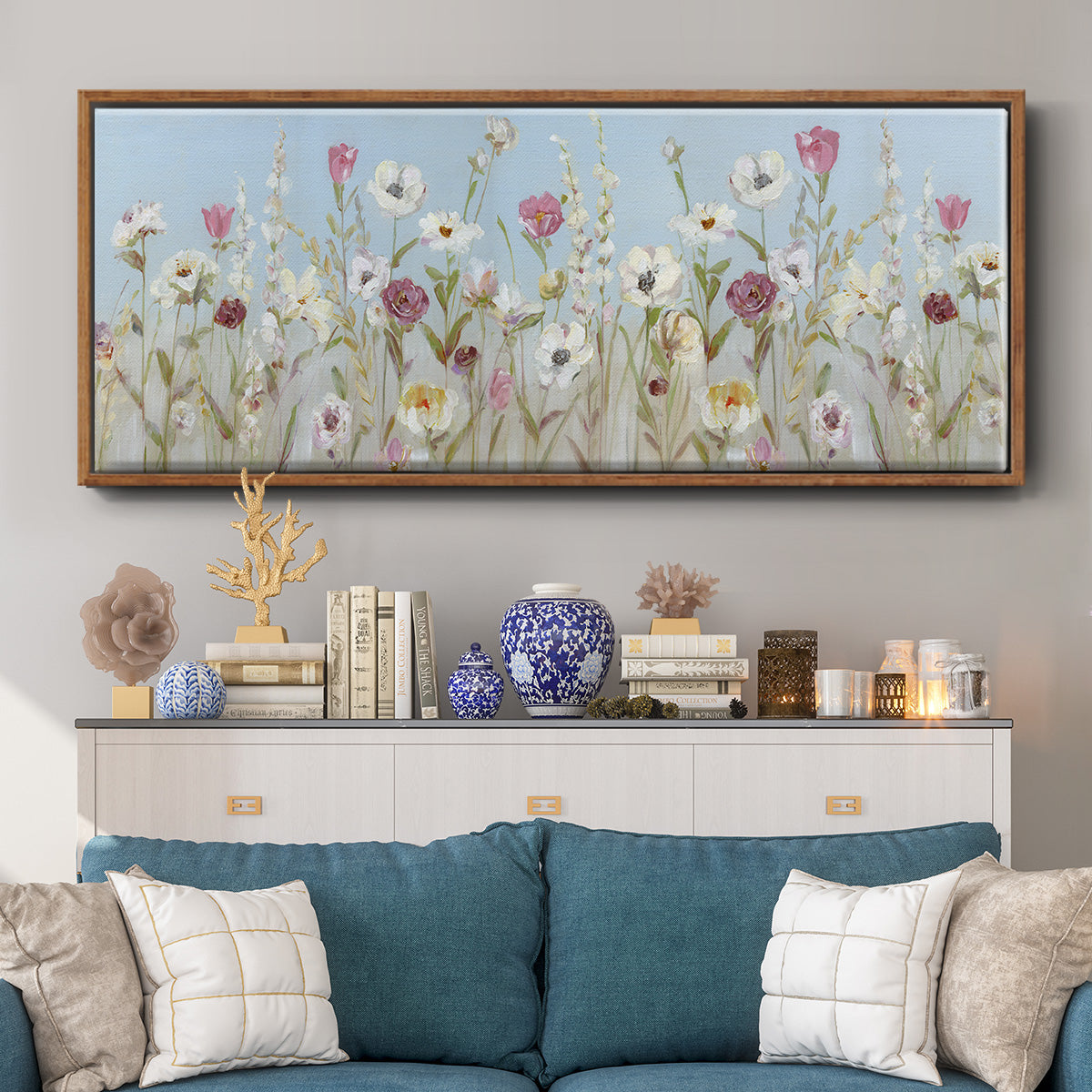 Meadow Spring Blooms - Floater Framed Canvas Print
