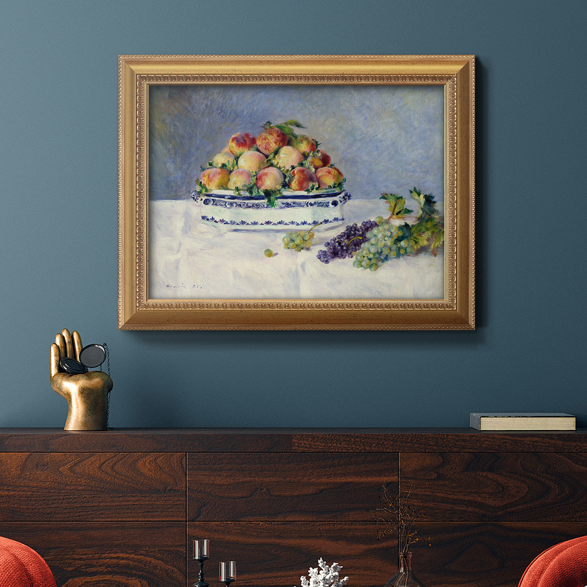 Still Life with Peaches and Grapes Premium Framed Canvas- Ready to Hang