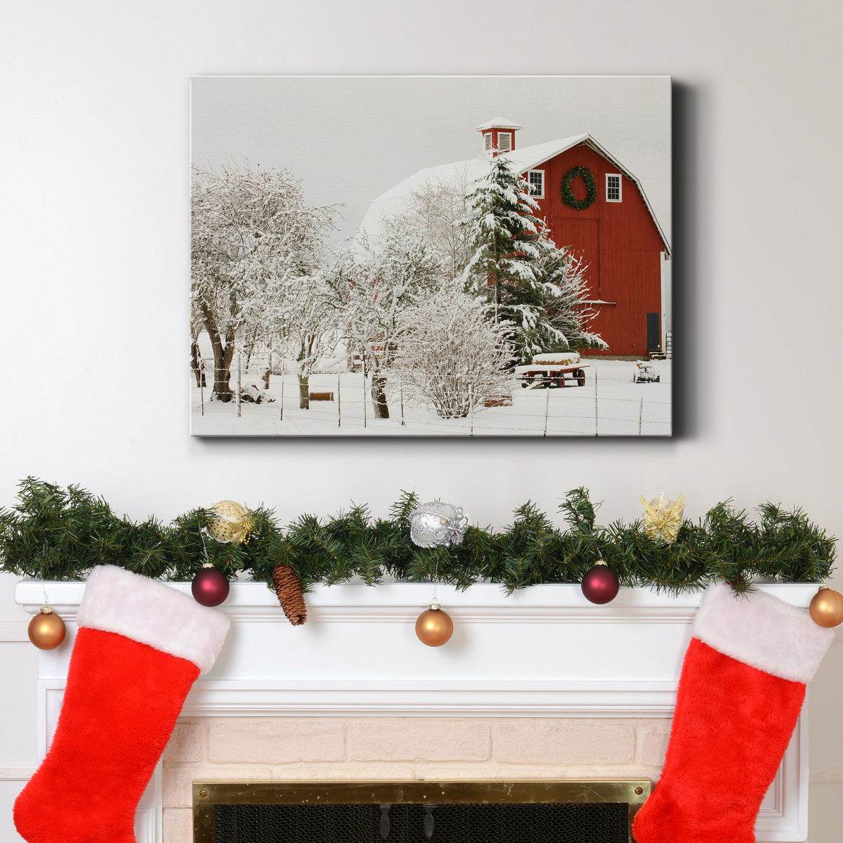 Festive Barn - Premium Gallery Wrapped Canvas  - Ready to Hang