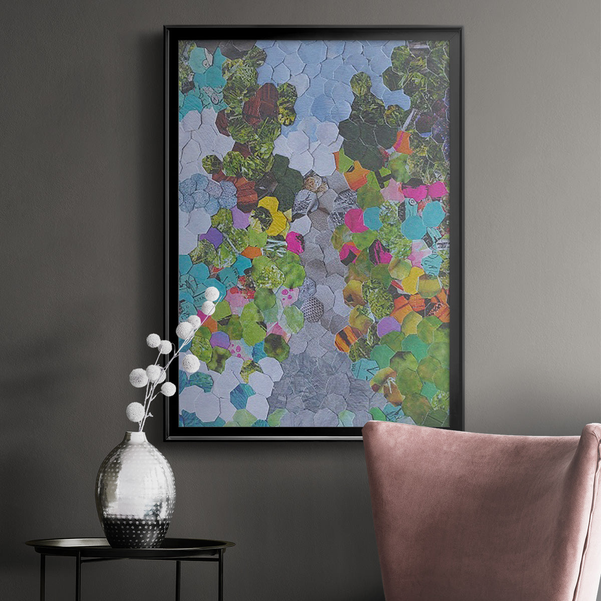 Magenta Garden - Modern Framed Canvas Print