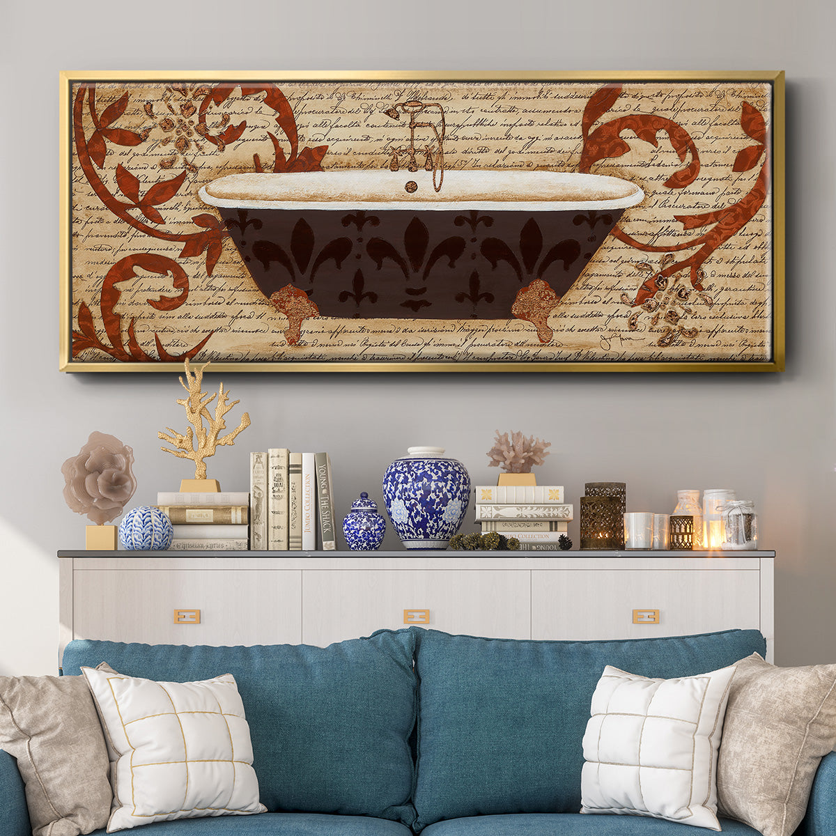 Renaissance Bath II - Floater Framed Canvas Print