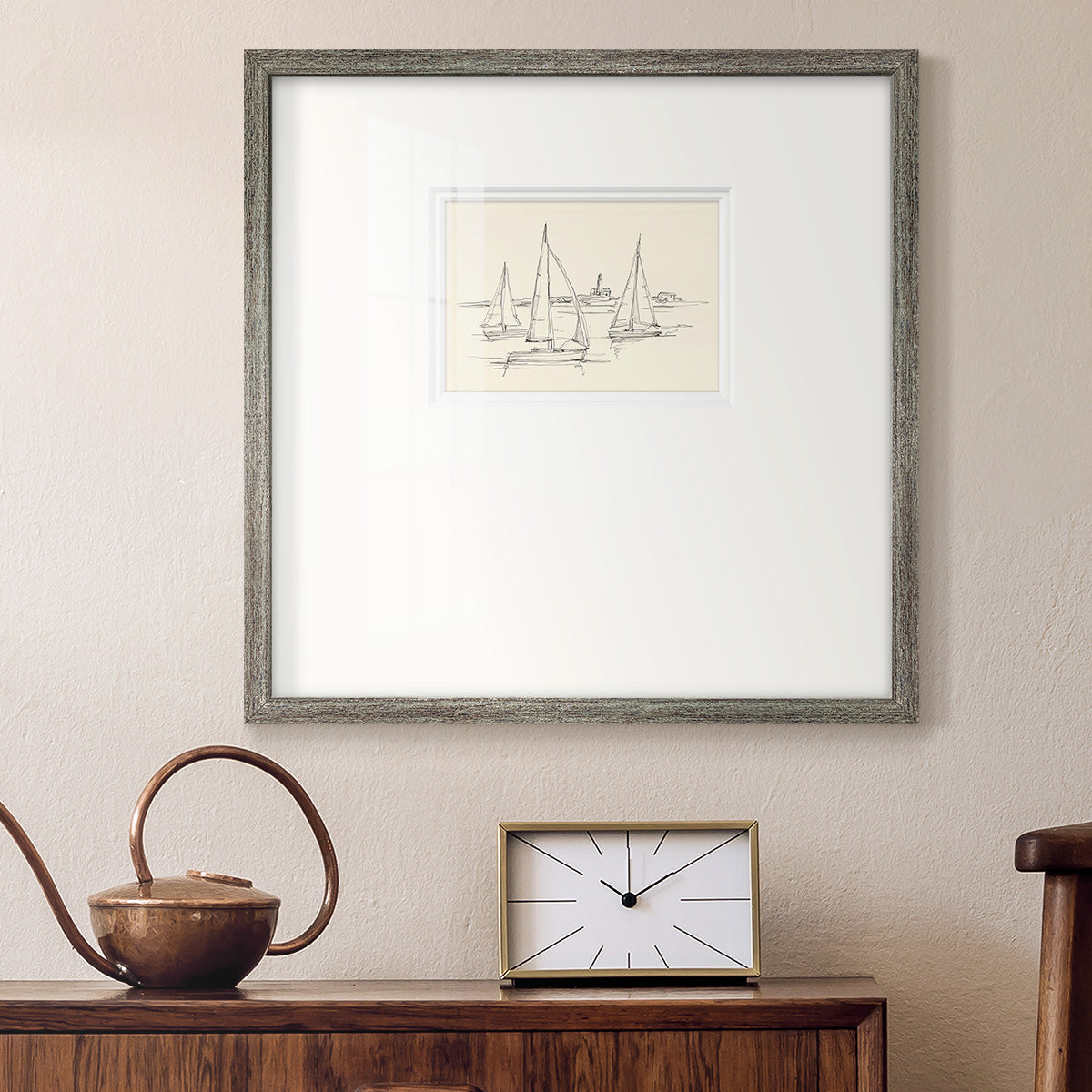 Coastal Contour Sketch II Premium Framed Print Double Matboard