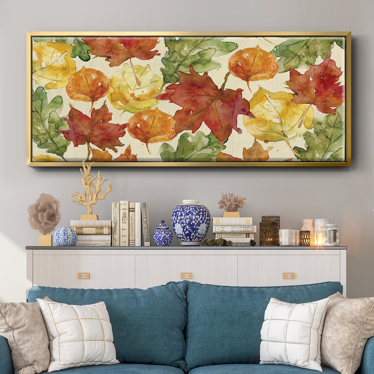 Autumn Leaves - Floater Framed Canvas Print