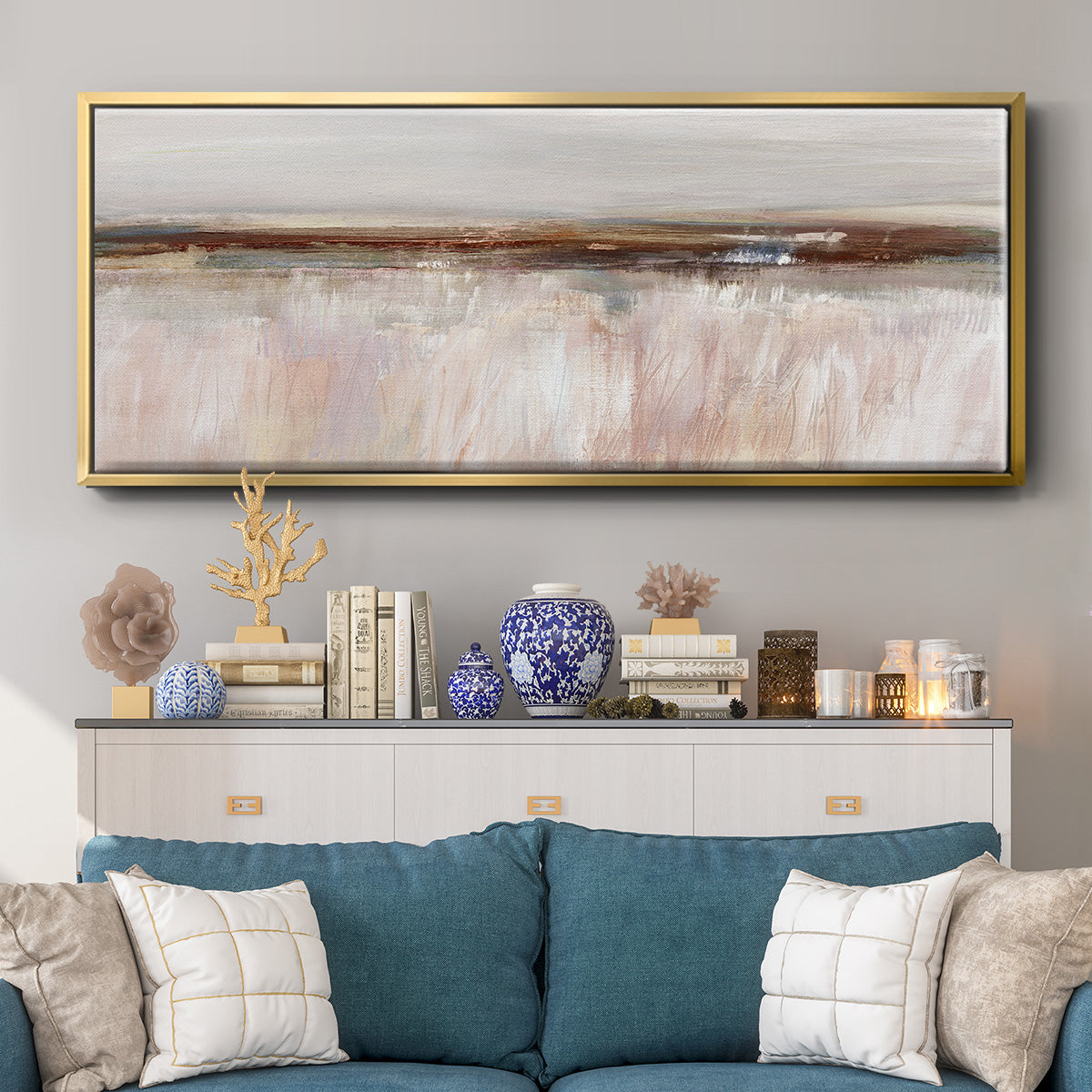 Guilded Field - Floater Framed Canvas Print