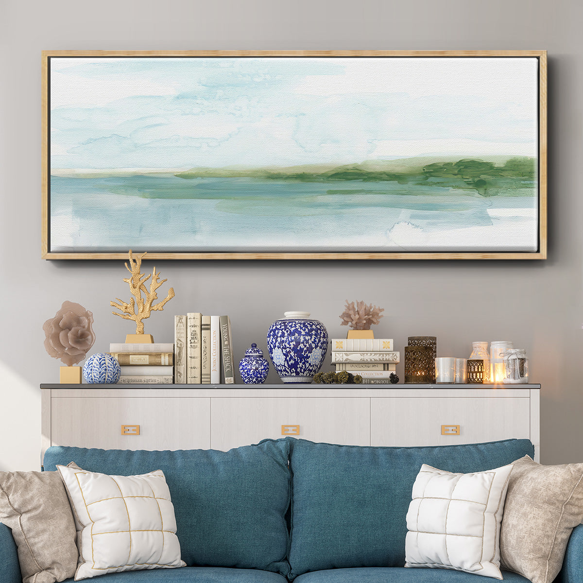 Green Ribbon Coast I - Floater Framed Canvas Print