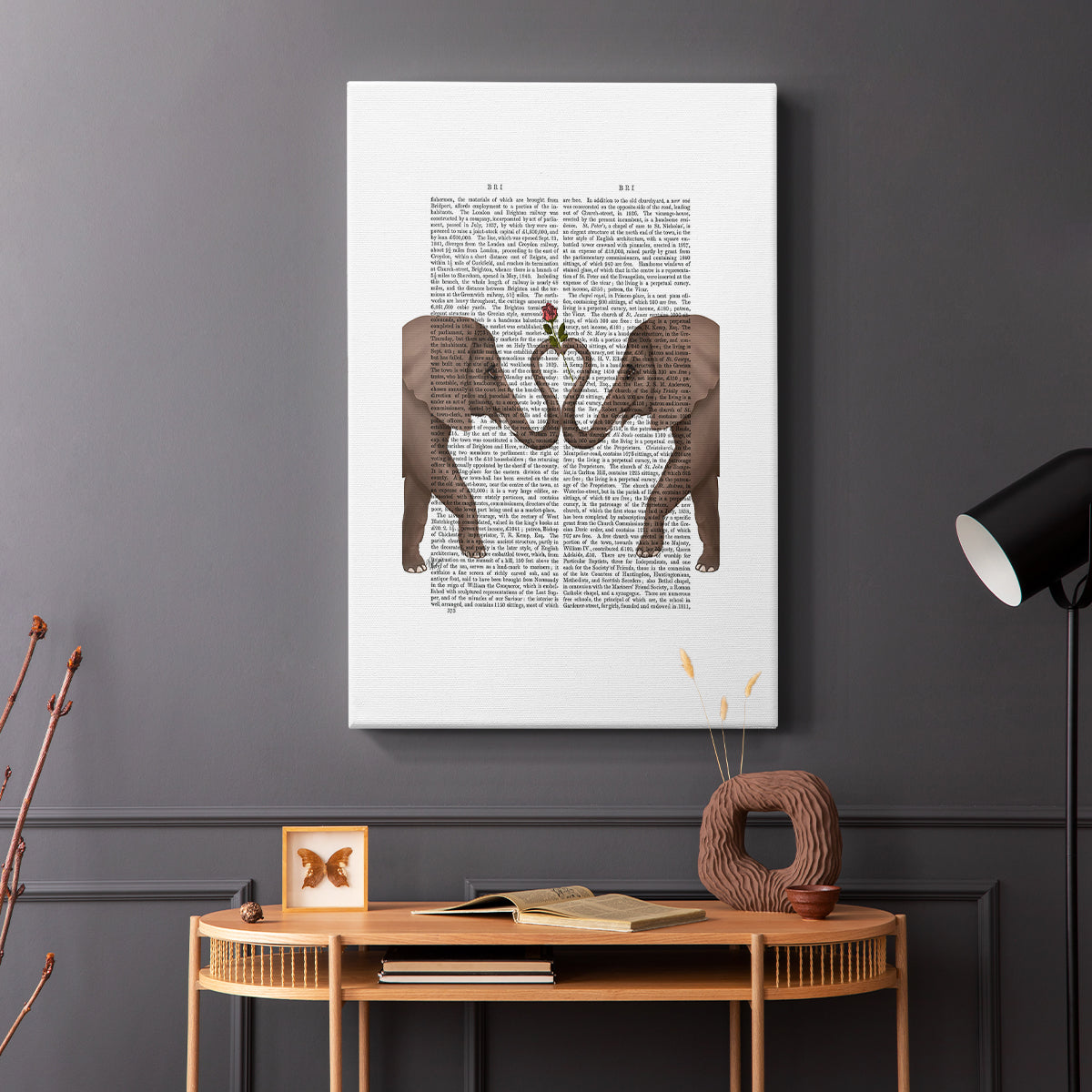 Elephants Heart and Rose - Canvas Art Print