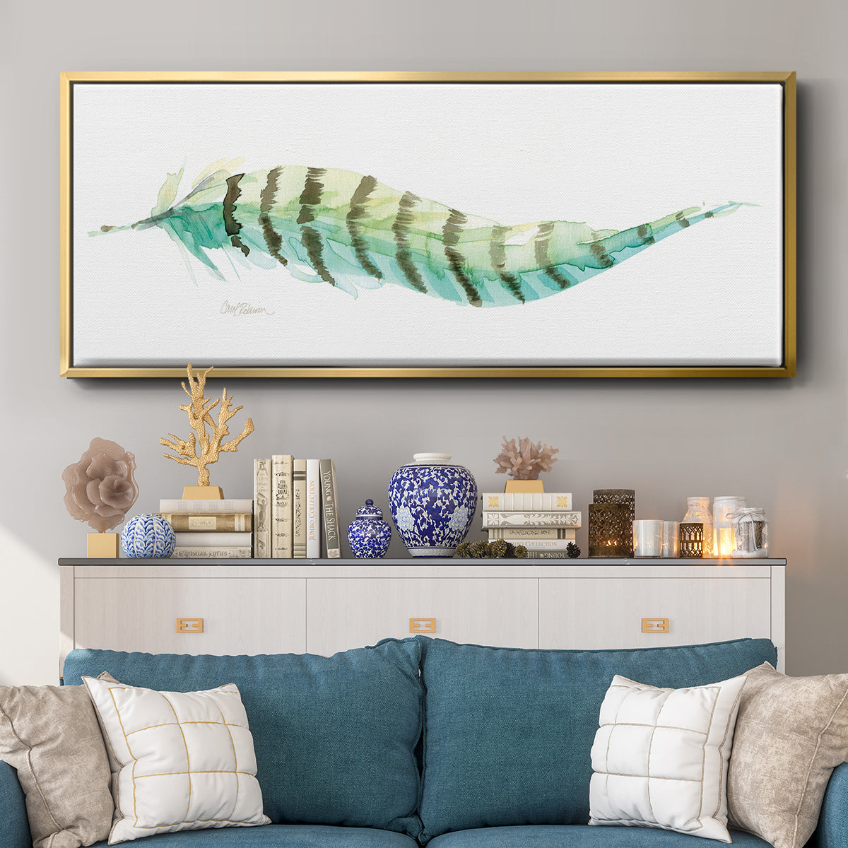 Tail Feather II - Floater Framed Canvas Print