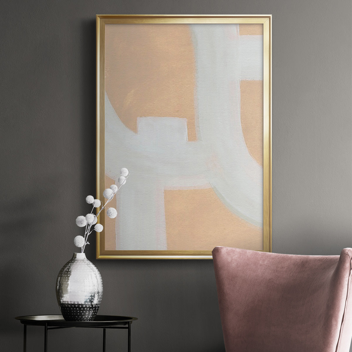 Neutral Winding Paths II - Modern Framed Canvas Print