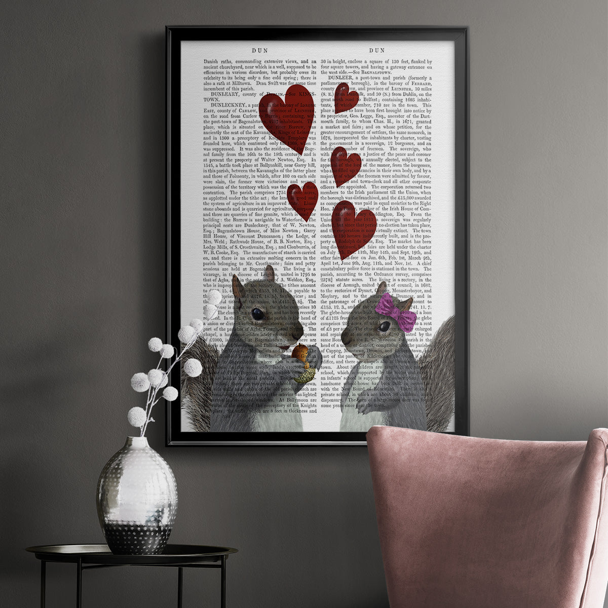 Squirrel Love - Modern Framed Canvas Print