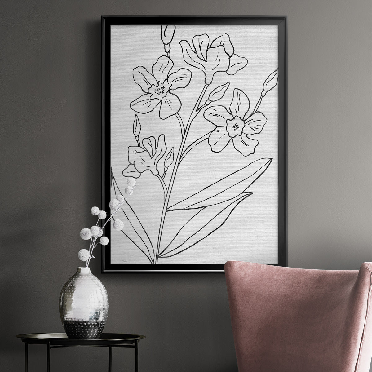 Botanical Sketch I - Modern Framed Canvas Print