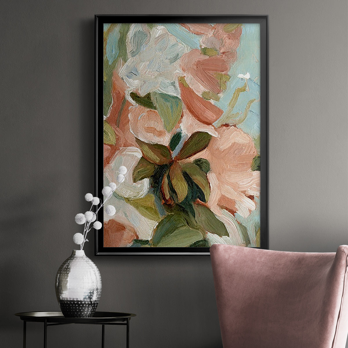 Bouquet Scatter IV - Modern Framed Canvas Print