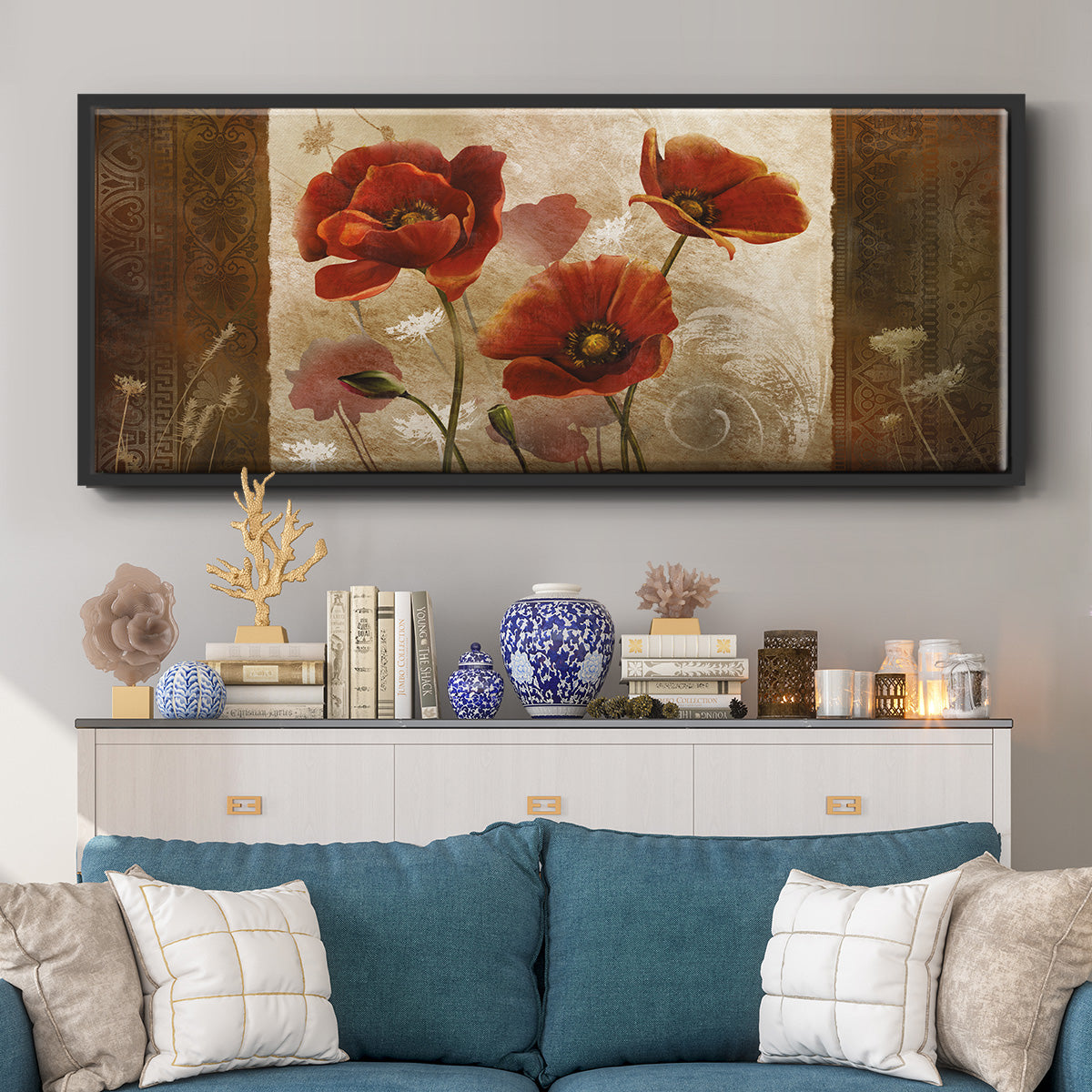 Poppy Morning - Floater Framed Canvas Print