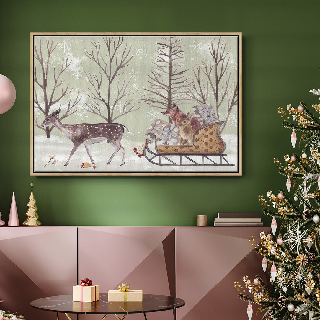 Christmas Time II - Framed Gallery Wrapped Canvas in Floating Frame