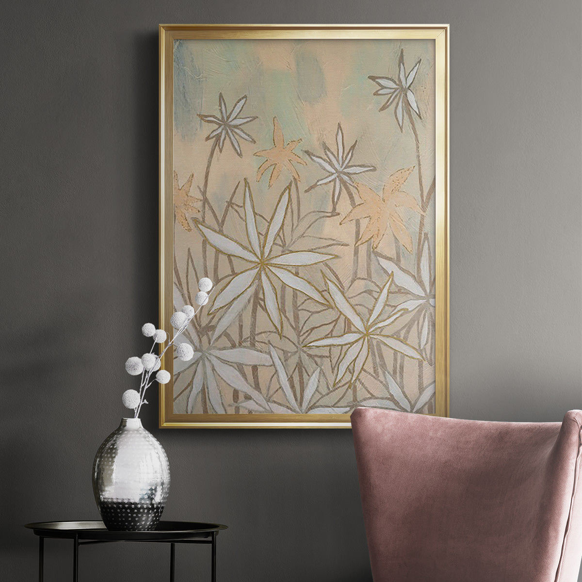 Embellished Starburst Bloom II - Modern Framed Canvas Print