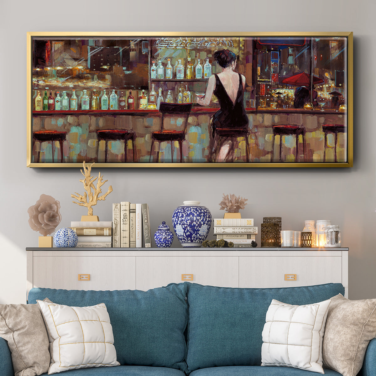 Elegant in Black - Floater Framed Canvas Print