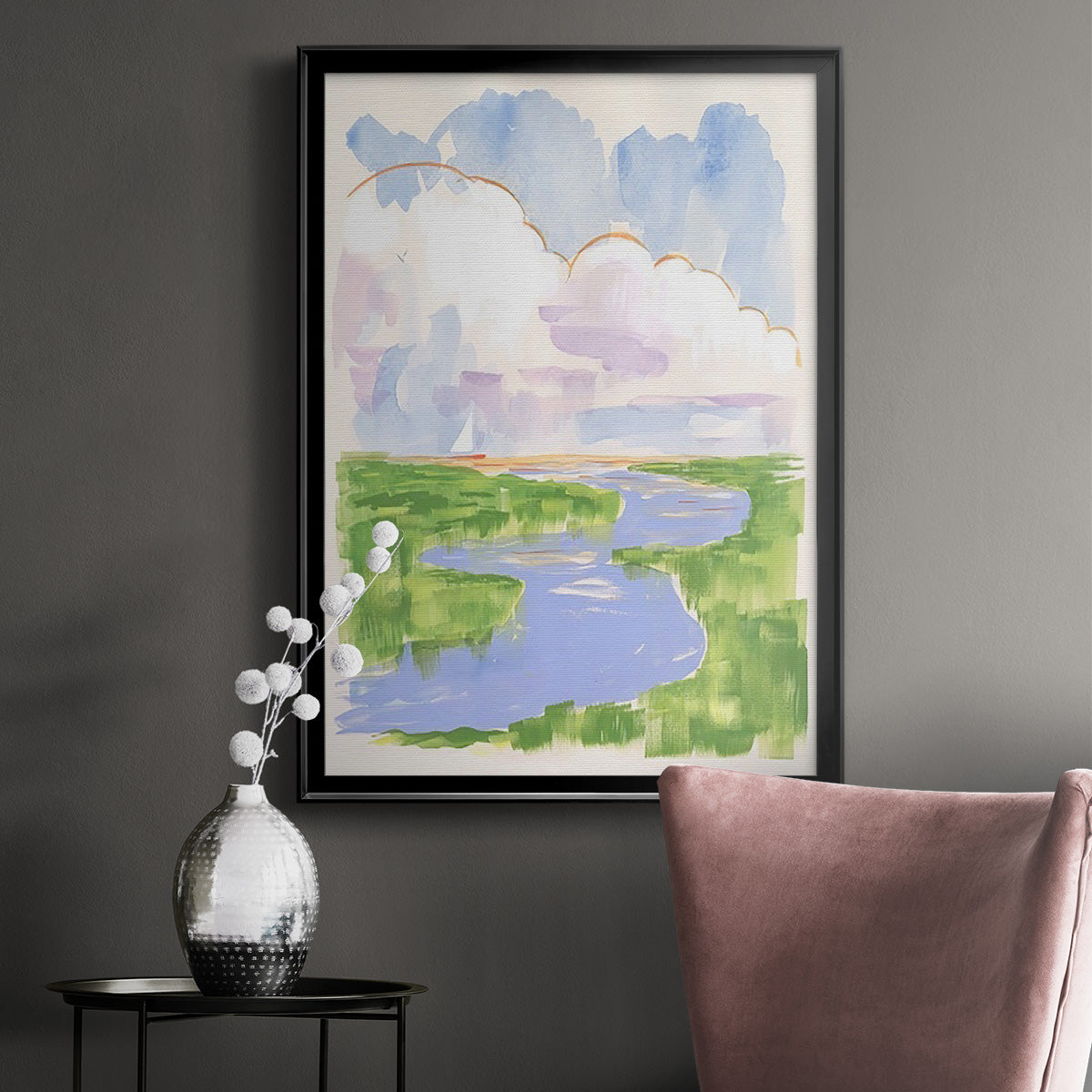 Low Country River Vista I - Modern Framed Canvas Print