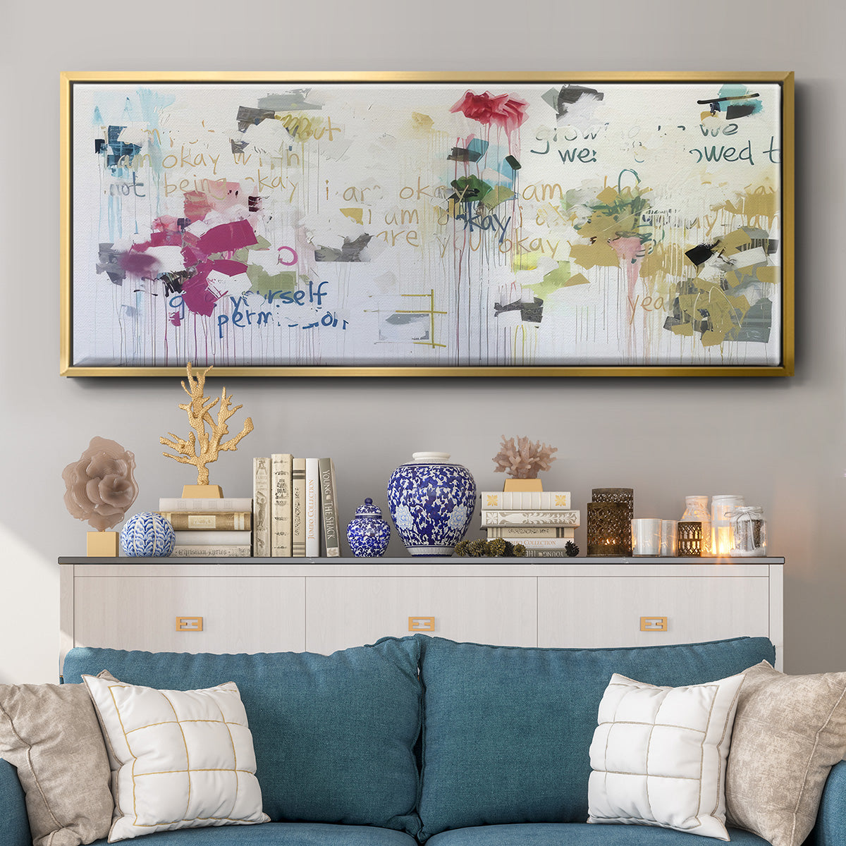 I'm Okay V - Floater Framed Canvas Print