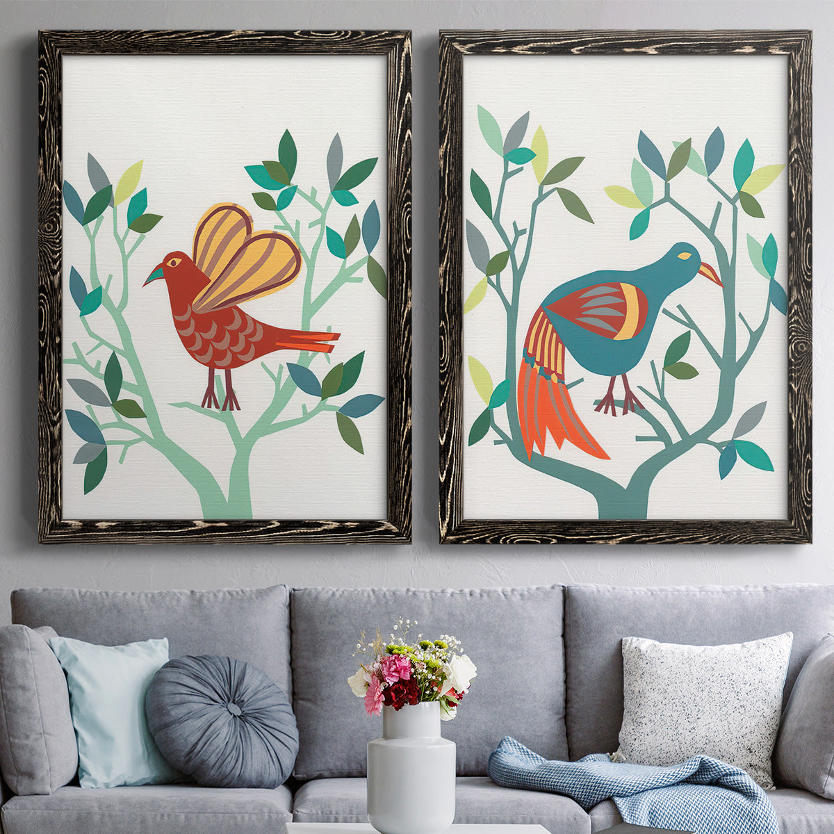 Whitty Bird I - Premium Framed Canvas 2 Piece Set - Ready to Hang