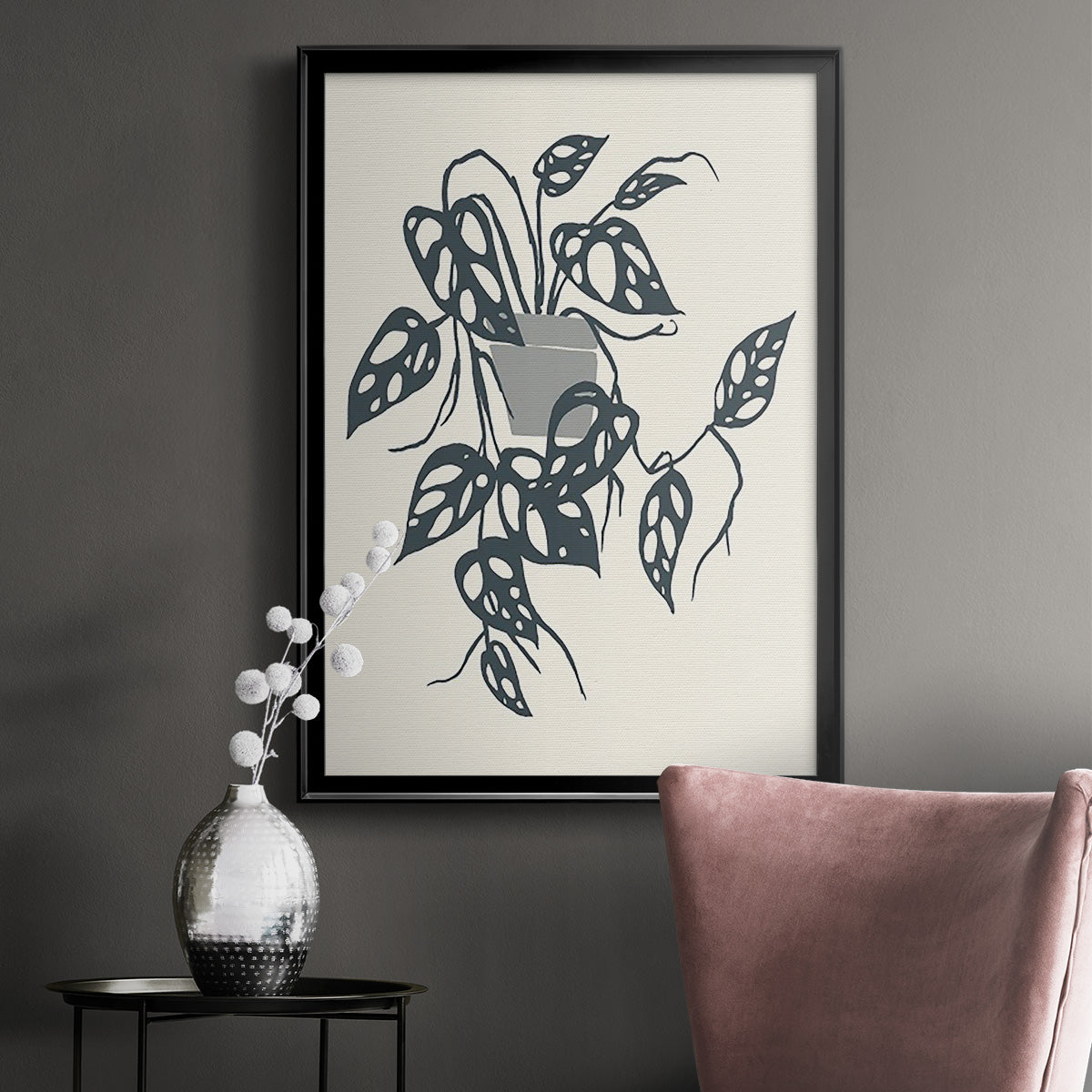 Growing Leaves VI - Modern Framed Canvas Print