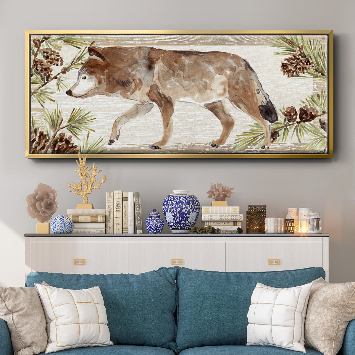 Rustic Barnwood Animals Collection D - Floater Framed Canvas Print