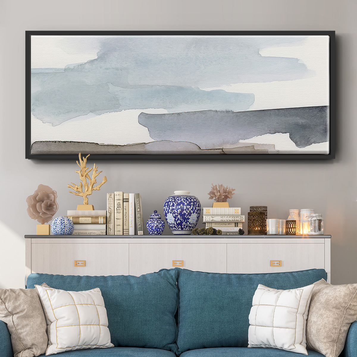 Coastal Tones III - Floater Framed Canvas Print